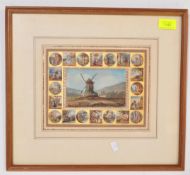 19TH CENTURY VICTORIAN SCHOOL WATERCOLOUR - GOLD INK