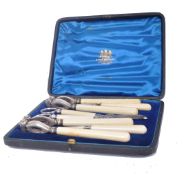 19TH CENTURY MAPPIN BROTHERS CASED CRACKER & SCISSOR SET
