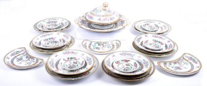 19TH CENTURY VICTORIAN MINTONS CHINA INDIAN TREE DINNER SVC