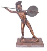 20TH CENTURY SPELTER SPARTAN WARRIOR WITH SPEAR
