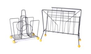 TWO 1960S ATOMIC STYLE RETRO MAGAZINE RACKS