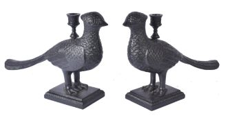 PAIR OF 20TH CENTURY METAL BIRD CANDLESTICK HOLDERS