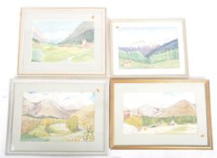 JAMES CLEAVER - FOUR WATERCOLOUR ALPINE LANDSCAPES