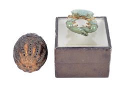 EARLY 20TH CENTURY COQUILLA NUT AND LACQUERED CRAB