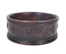 19H CENTURY CARVED HARDWOOD WINE COASTER