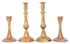 TWO PAIRS OF VINTAGE BRASS CANDLESTICK HOLDERS