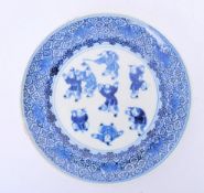 19TH CENTURY CHINESE QING DYNASTY BLUE & WHITE PLATE