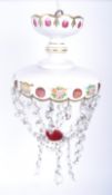 BOHEMIAN CZECH GLASS RUBY AND WHITE CEILING LIGHT LAMP