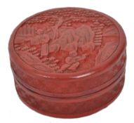 19TH CENTURY CHINESE CIRCULAR CINNABAR LACQUER BOX