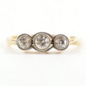 ART DECO HALLMARKED 18CT GOLD & DIAMOND THREE STONE RING