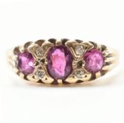 HALLMARKED 9CT GOLD RUBY & DIAMOND RING