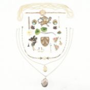 COLLECTION OF 19TH SILVER & COSTUME JEWELLERY