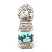 TIBETAN SILVER & TURQUOISE PERSONAL SEAL
