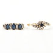 TWO HALLMARKED 9CT GOLD & SAPPHIRE RINGS