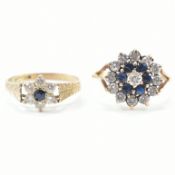 TWO HALLMARKED 9CT GOLD CLUSTER RINGS