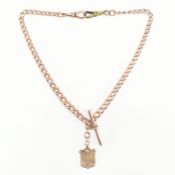 ANTIQUE 9CT ROSE GOLD ALBERT POCKET WATCH CHAIN & HALLMARKED FOB