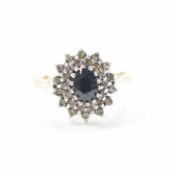 HALLMARKED 9CT GOLD SAPPHIRE & DIAMOND RING