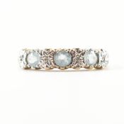 HALLMARKED 9CT GOLD AQUAMARINE & DIAMOND RING