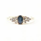 VINTAGE 9CT GOLD SAPPHIRE & DIAMOND RING