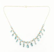 GOLD & BLUE ZIRCON FESTOON NECKLACE