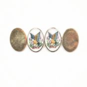 HALLMARKED 9CT GOLD & ENAMEL CUFFLINKS
