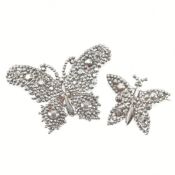 TWO CUT STEEL BUTTERFLY BROOCH PINS
