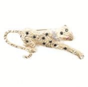 HALLMARKED 9CT GOLD DIAMOND SAPPHIRE & RUBY LEOPARD BROOCH PIN