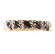 HALLMARKED 9CT GOLD SAPPHIRE & DIAMOND RING