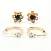 TWO PAIRS OF GOLD GEM SET EARRINGS
