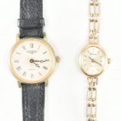 HALLMARKED GENEVE 9CT GOLD WATCH & A LONGINES WATCH