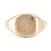 HALLMARKED 9CT GOLD & WHITE STONE SIGNET RING
