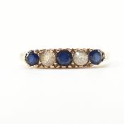 HALLMARKED 9CT GOLD SAPPHIRE FIVE STONE RING