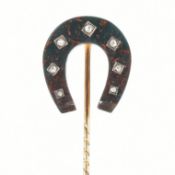 VICTORIAN BLOODSTONE & DIAMOND STICK PIN