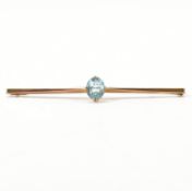 ANTIQUE 9CT GOLD & BLUE PASTE BAR BROOCH PIN