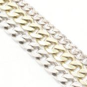 THREE HALLMARKED SILVER CURB LINK CHAIN BRACELETS