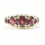 9CT GOLD & GARNET FIVE STONE RING
