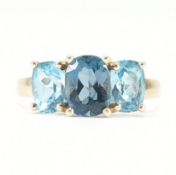 HALLMARKED 9CT GOLD & TOPAZ THREE STONE RING