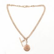 ANTIQUE 9CT ROSE GOLD ALBERT POCKET WATCH CHAIN & LOCKET