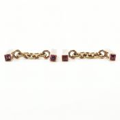 HALLMARKED 9CT GOLD & SPINEL BATON CUFFLINKS