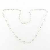 9CT GOLD AQUAMARINE & BAROQUE PEARL CHAIN NECKLACE