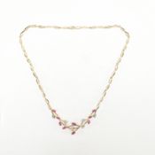 HALLMARKED 9CT GOLD RUBY & DIAMOND DRESS NECKLACE