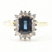 HALLMARKED 18CT GOLD SAPPHIRE & DIAMOND CLUSTER RING