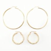 TWO PAIRS OF 9CT GOLD HOOP EARRINGS