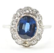 SAPPHIRE & DIAMOND CLUSTER RING