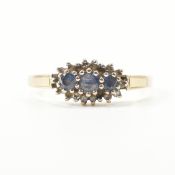 HALLMARKED 9CT GOLD SAPPHIRE & DIAMOND CLUSTER RING