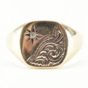 HALLMARKED 9CT GOLD & DIAMOND SIGNET RING