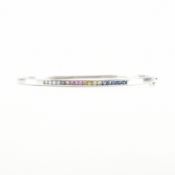 HALLMARKED 9CT WHITE GOLD & RAINBOW SAPPHIRE BANGLE BRACELET