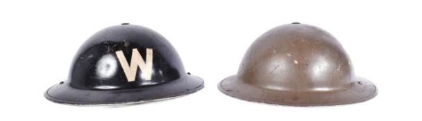 TWO WWII SECOND WORLD WAR STEEL BRODIE HELMETS