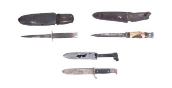 TWO VINTAGE BRITISH BOOT KNIVES & A POST WWII GERMAN SCOUT KNIFE