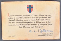 WWII SECOND WORLD WAR 21 ARMY GROUP FAREWELL CARD